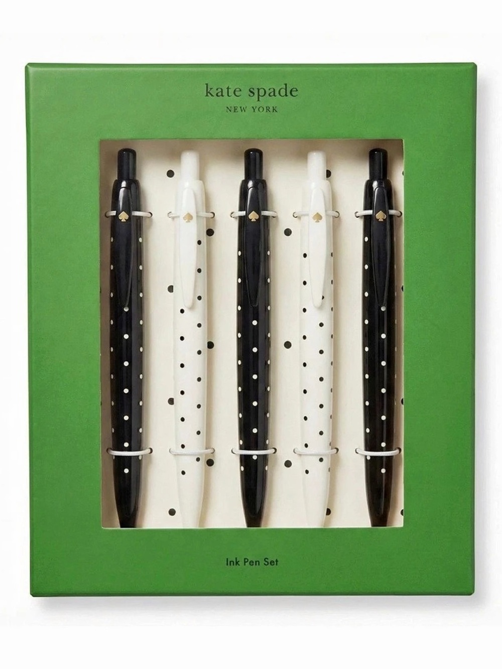 NWT kate spade Ink Pen Set Polka Dot Pen Set in Black & White 5 piece